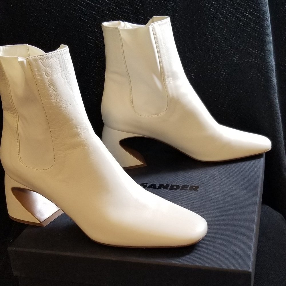 *NWT* Jil Sander Cream Chelsea ankle boot
